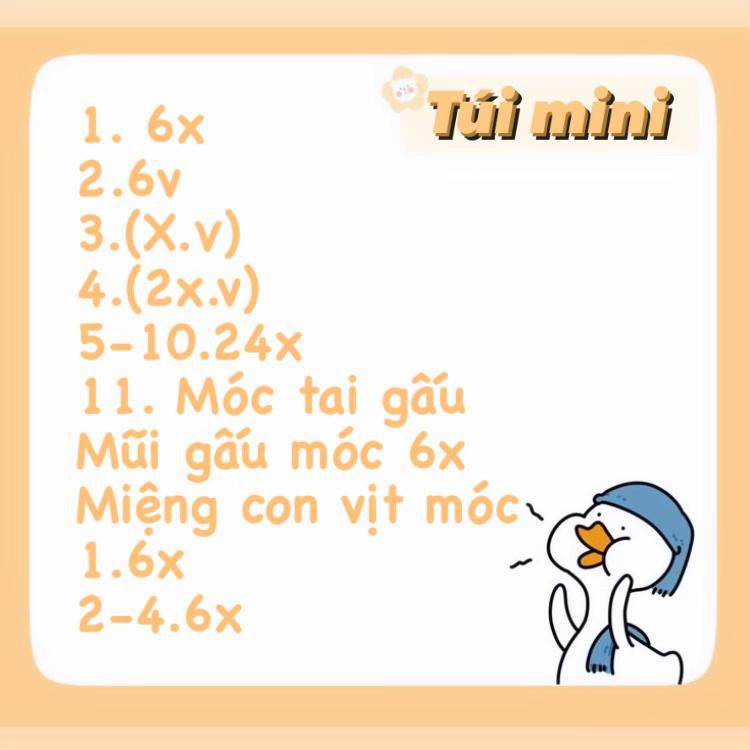 Chart hướng dẫn móc len túi vịt con dễ thương