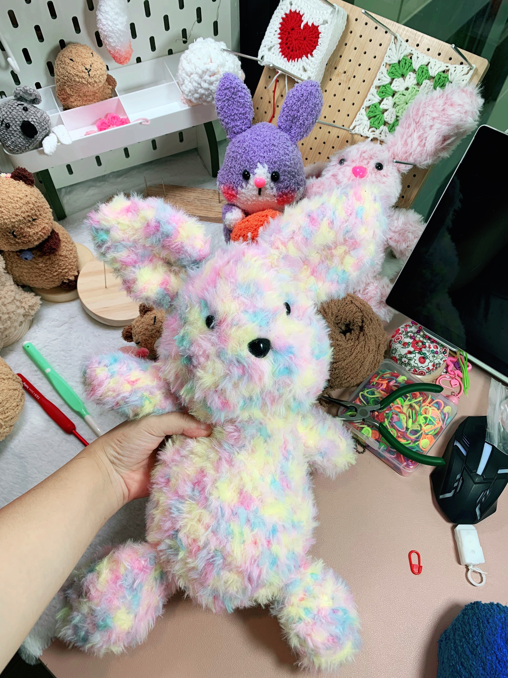 Chart hướng dẫn móc thỏ Jellycat màu pastel