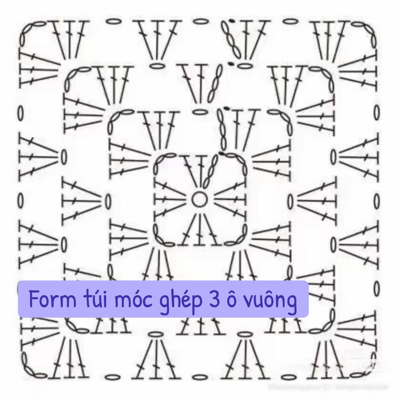 Chart hướng dẫn móc túi hình cánh bướm pastel