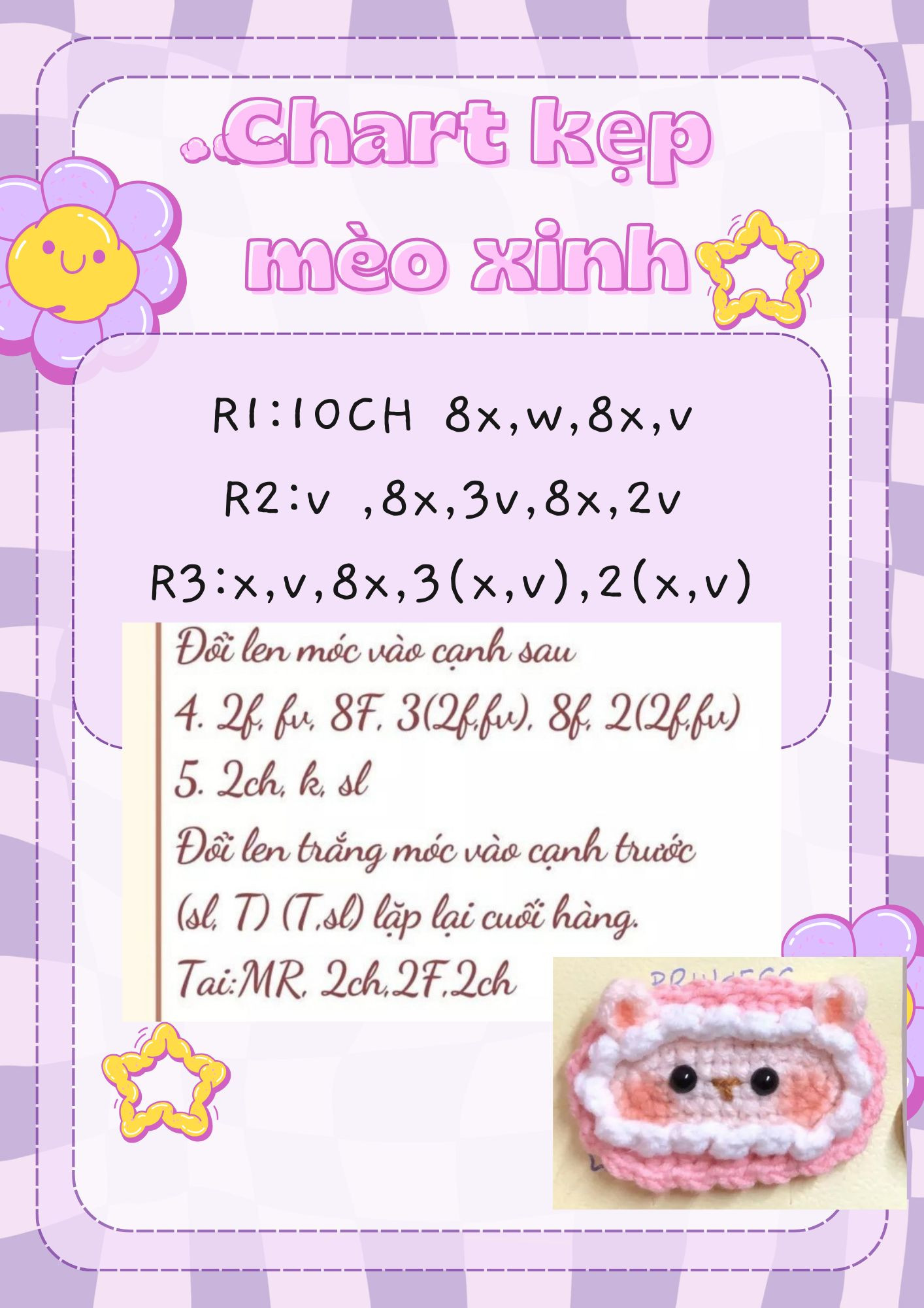 Chart kẹp tóc mèo hồng dễ thương