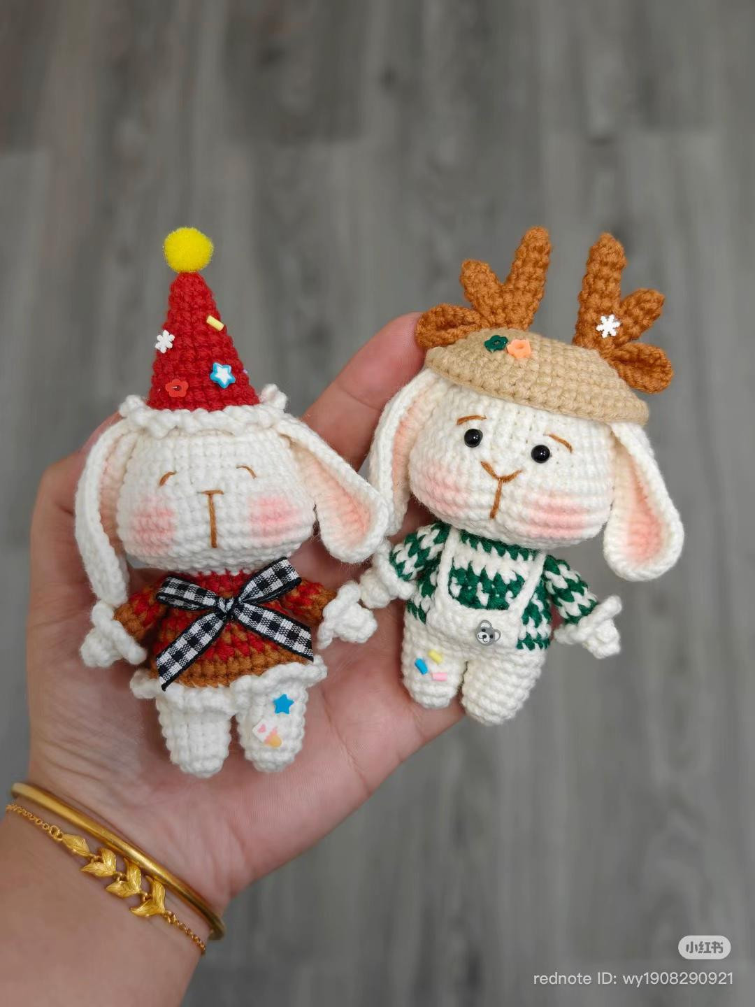 Chart miễn phí móc len Thỏ Noel và Thỏ Cây thông dễ thương