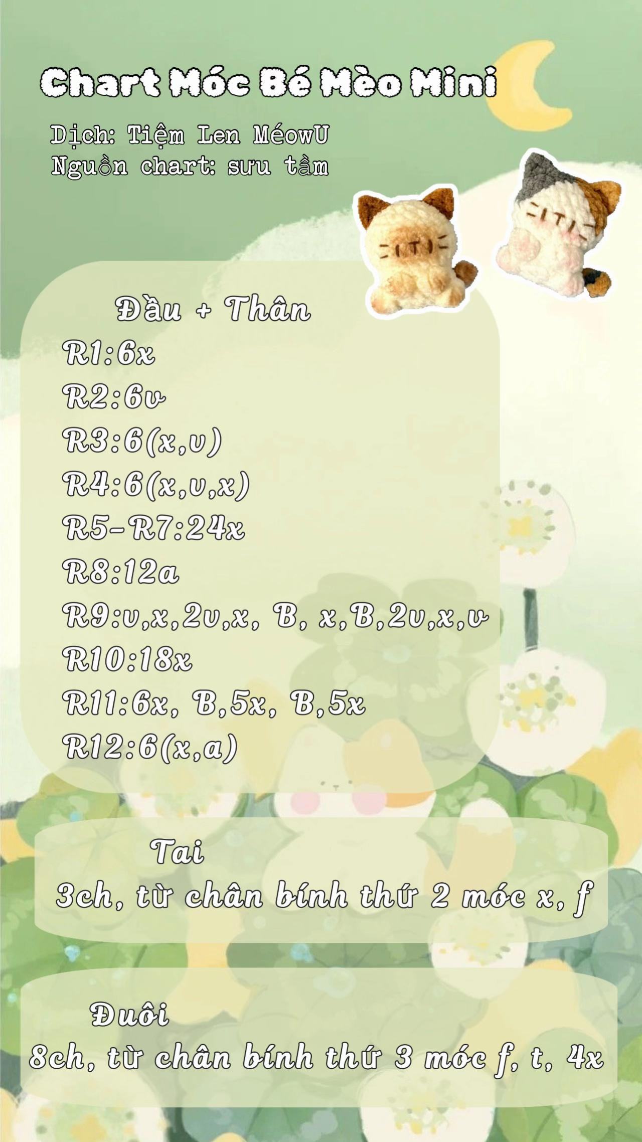 Chart Móc Bé Mèo Mini Dễ Thương, Hướng Dẫn Chi Tiết