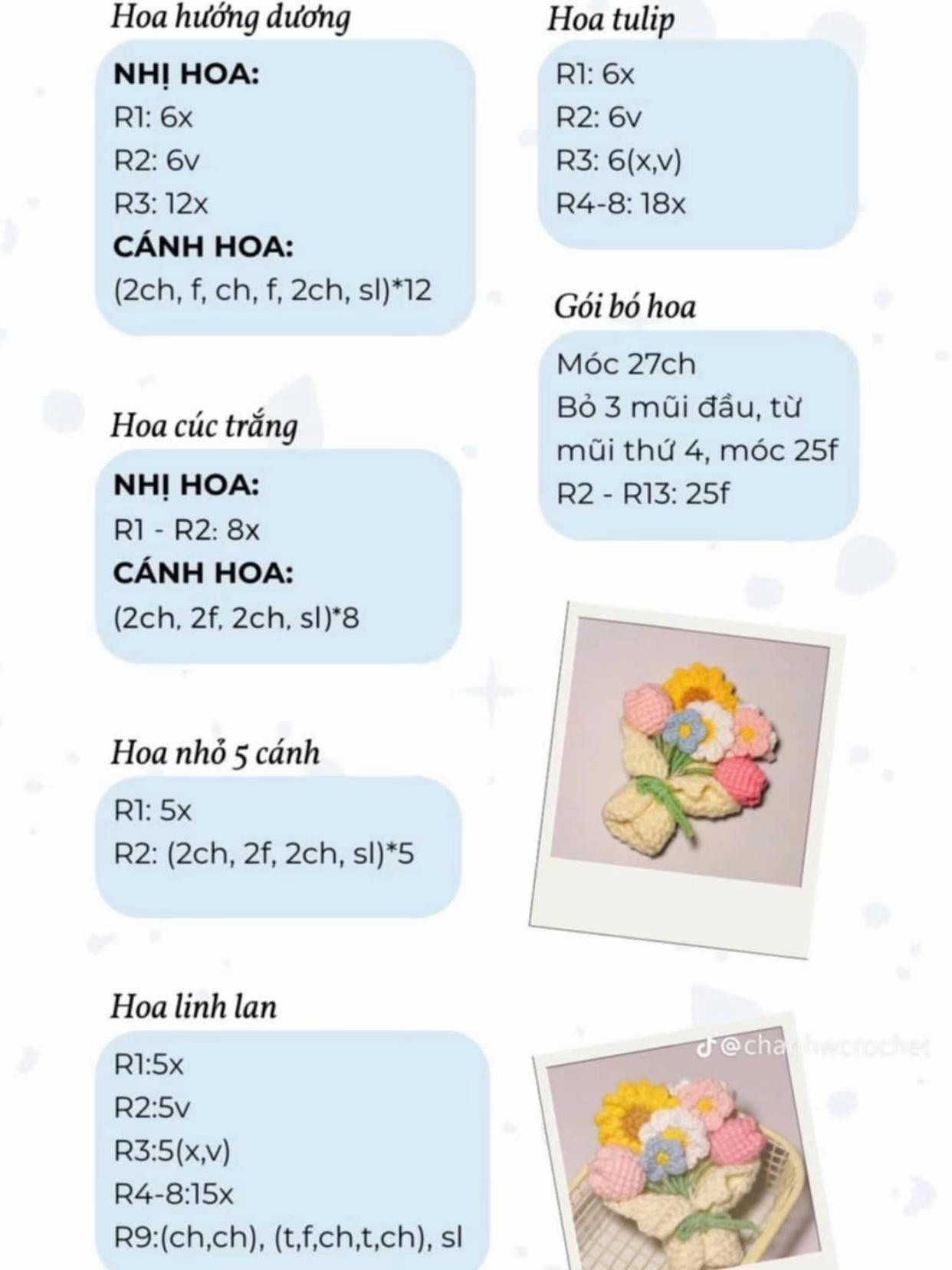 Chart Móc Bó Hoa Mini Nhiều Màu Sắc Dễ Thương