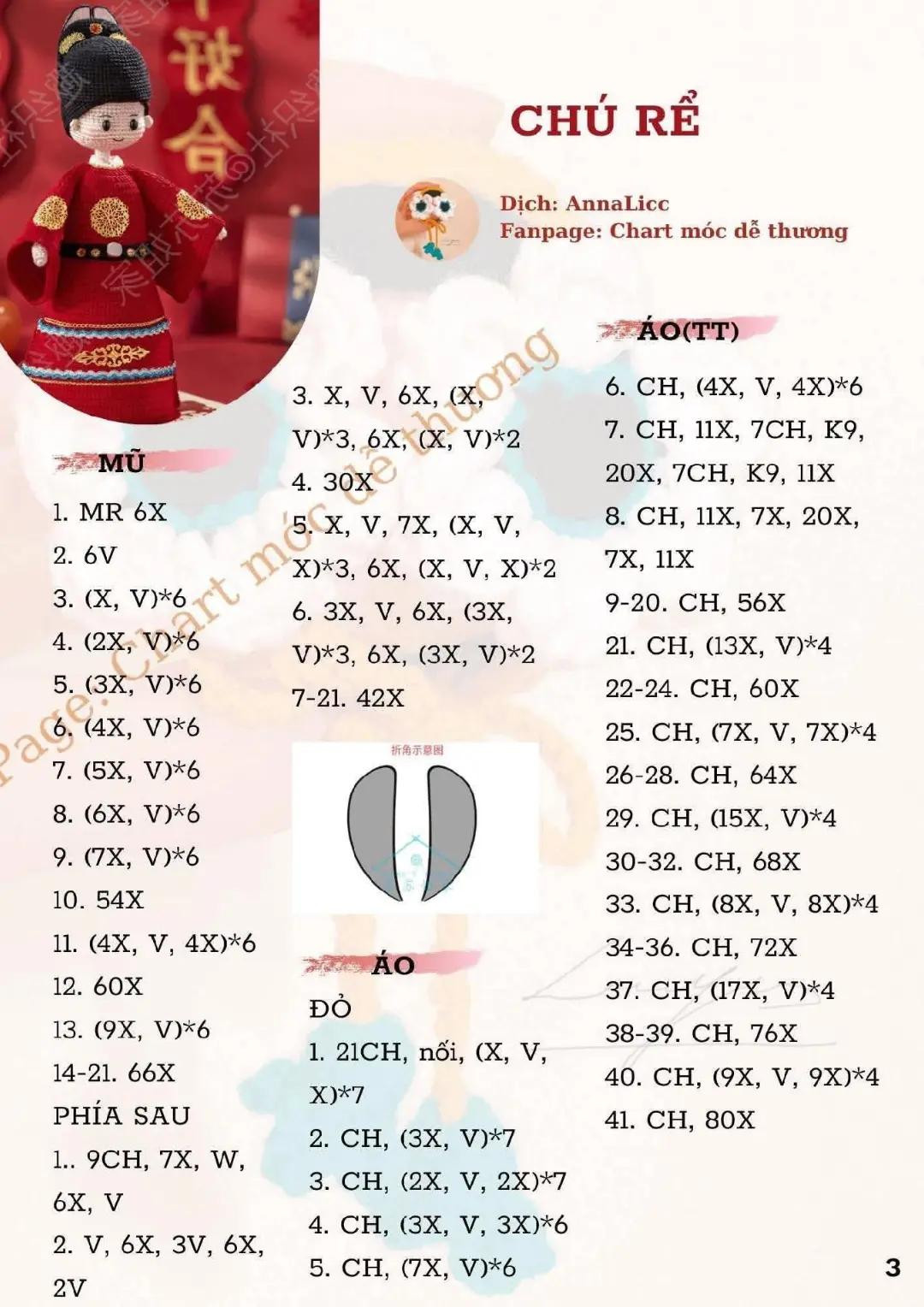 Chart móc búp bê Cô dâu trang phục truyền thống