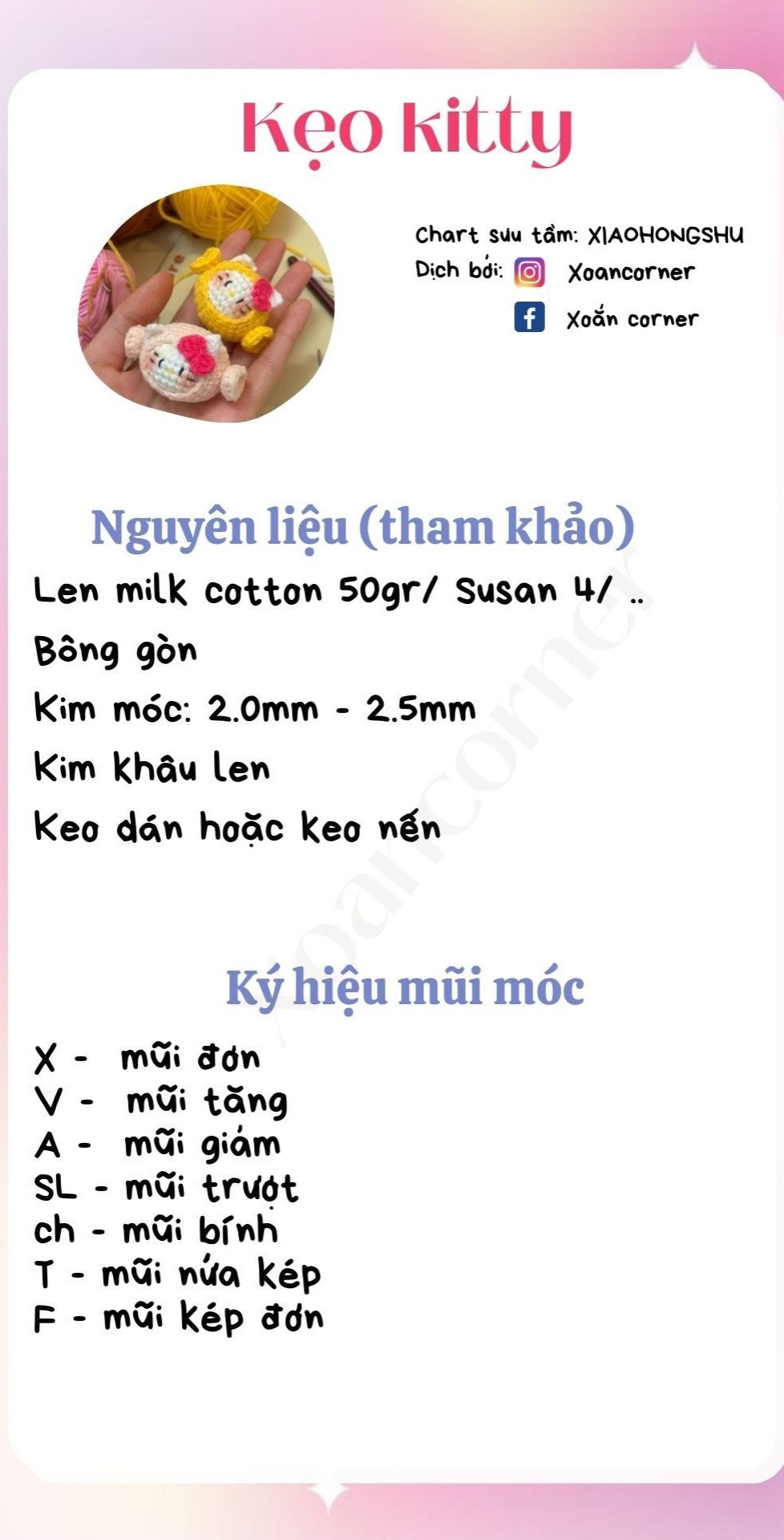 Chart móc búp bê kẹo Kitty màu vàng và hồng