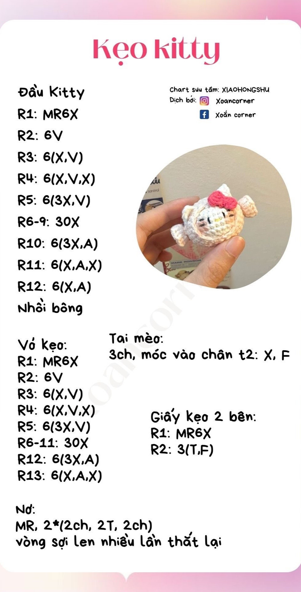 Chart móc búp bê kẹo Kitty màu vàng và hồng