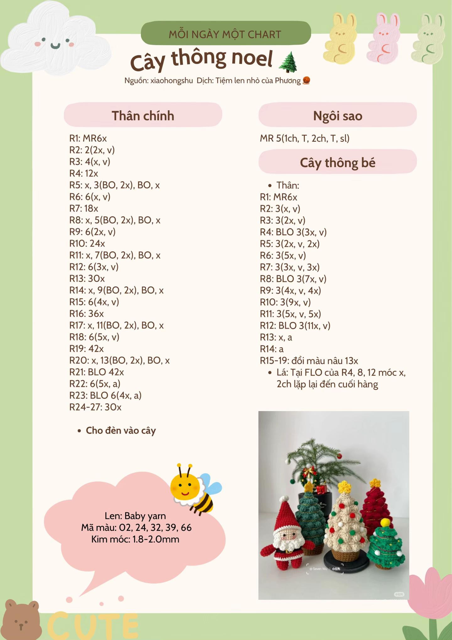 Chart Móc Cây Thông Noel Trang Trí Giáng Sinh