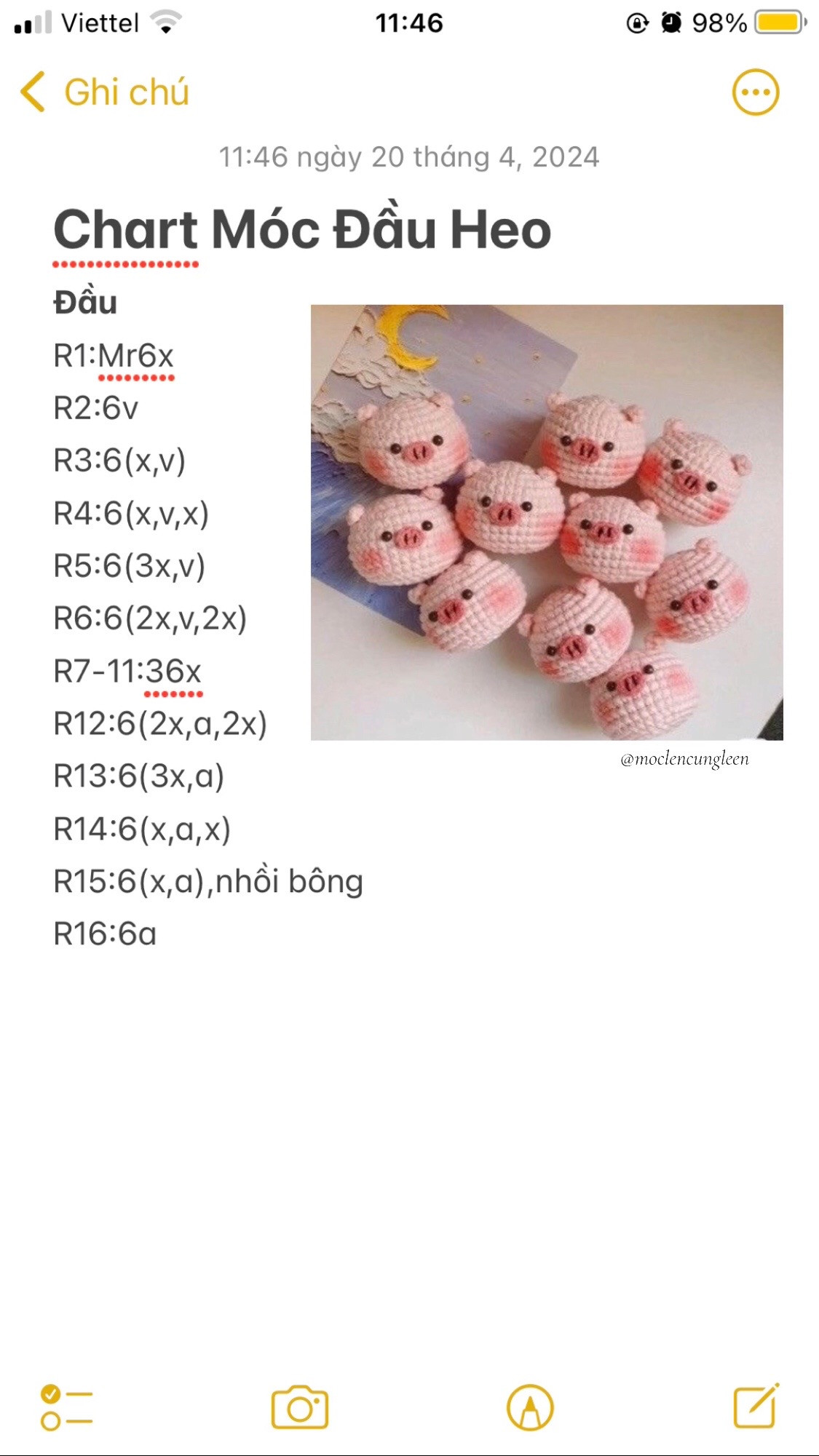 Chart Móc Đầu Heo: Hướng dẫn chi tiết móc tai, mũi và đầu heo dễ thương