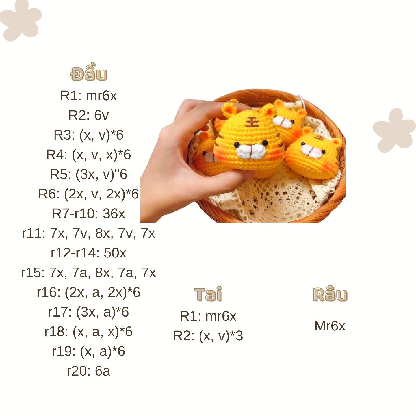 Chart móc đầu hổ màu vàng dễ thương