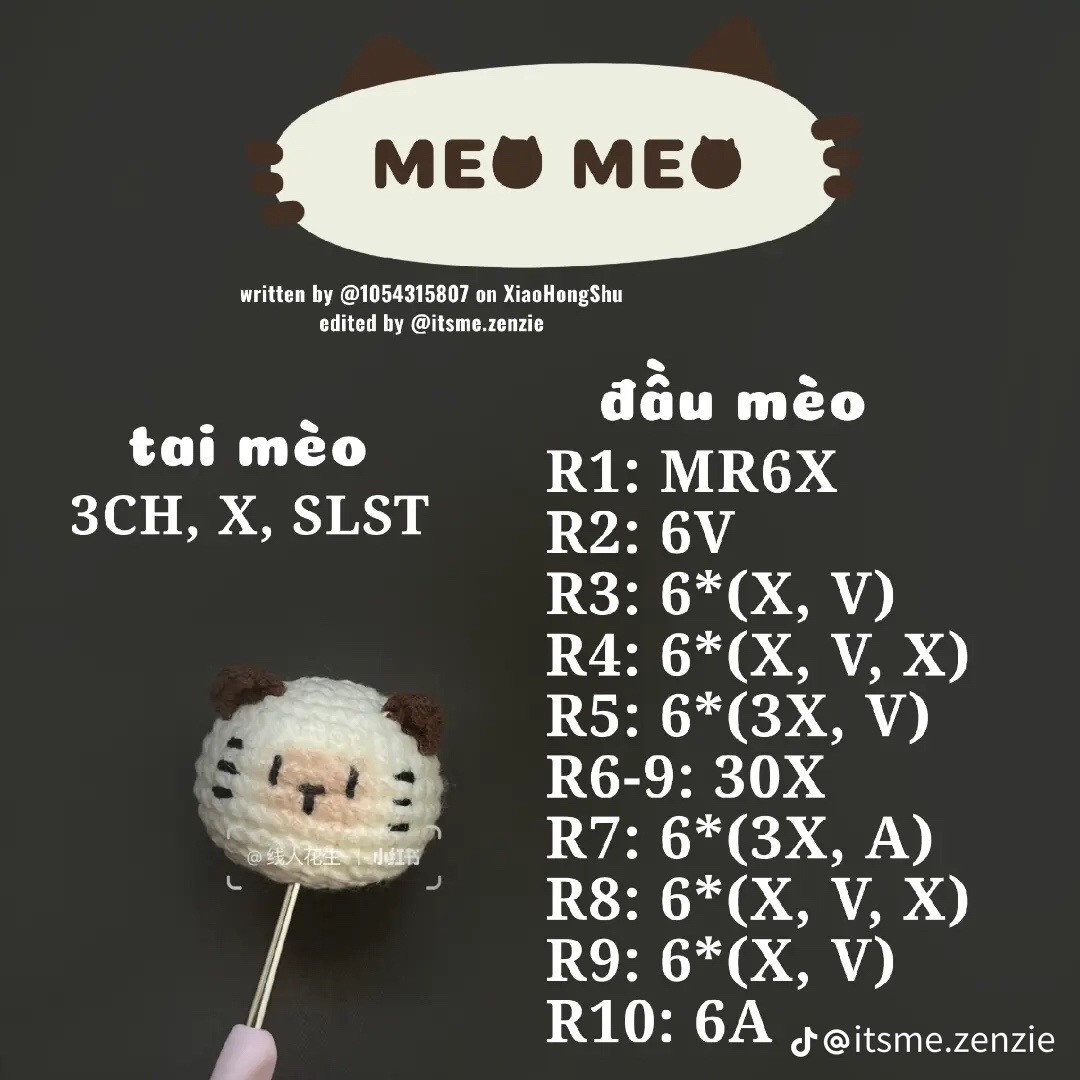 Chart móc đầu mèo Meo Meo dễ thương