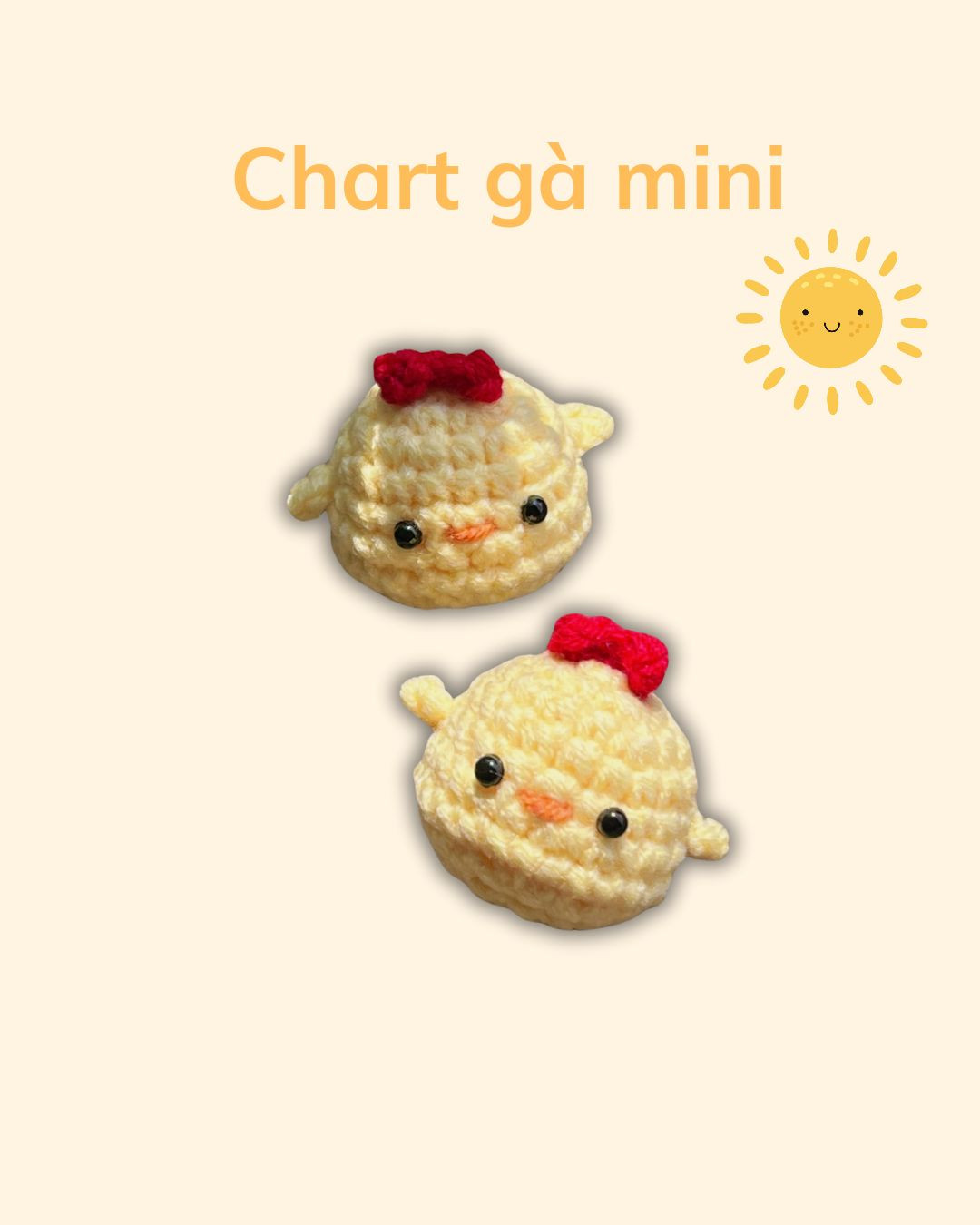 Chart móc gà mini dễ thương màu vàng
