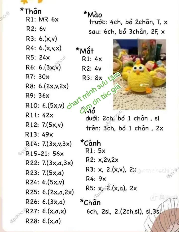 Chart Móc Gà Ú Vàng - Hướng Dẫn Chi Tiết Từng Hàng