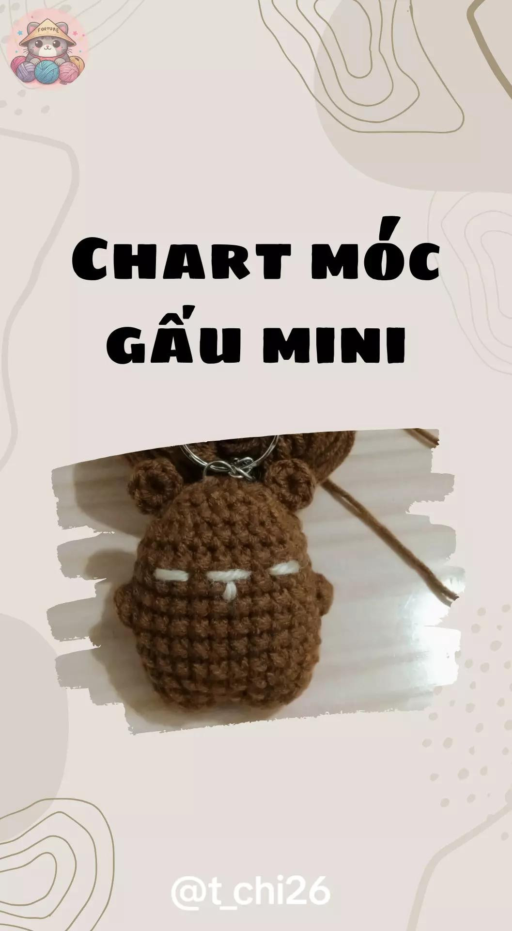Chart móc gấu mini màu nâu, hướng dẫn chi tiết từng hàng