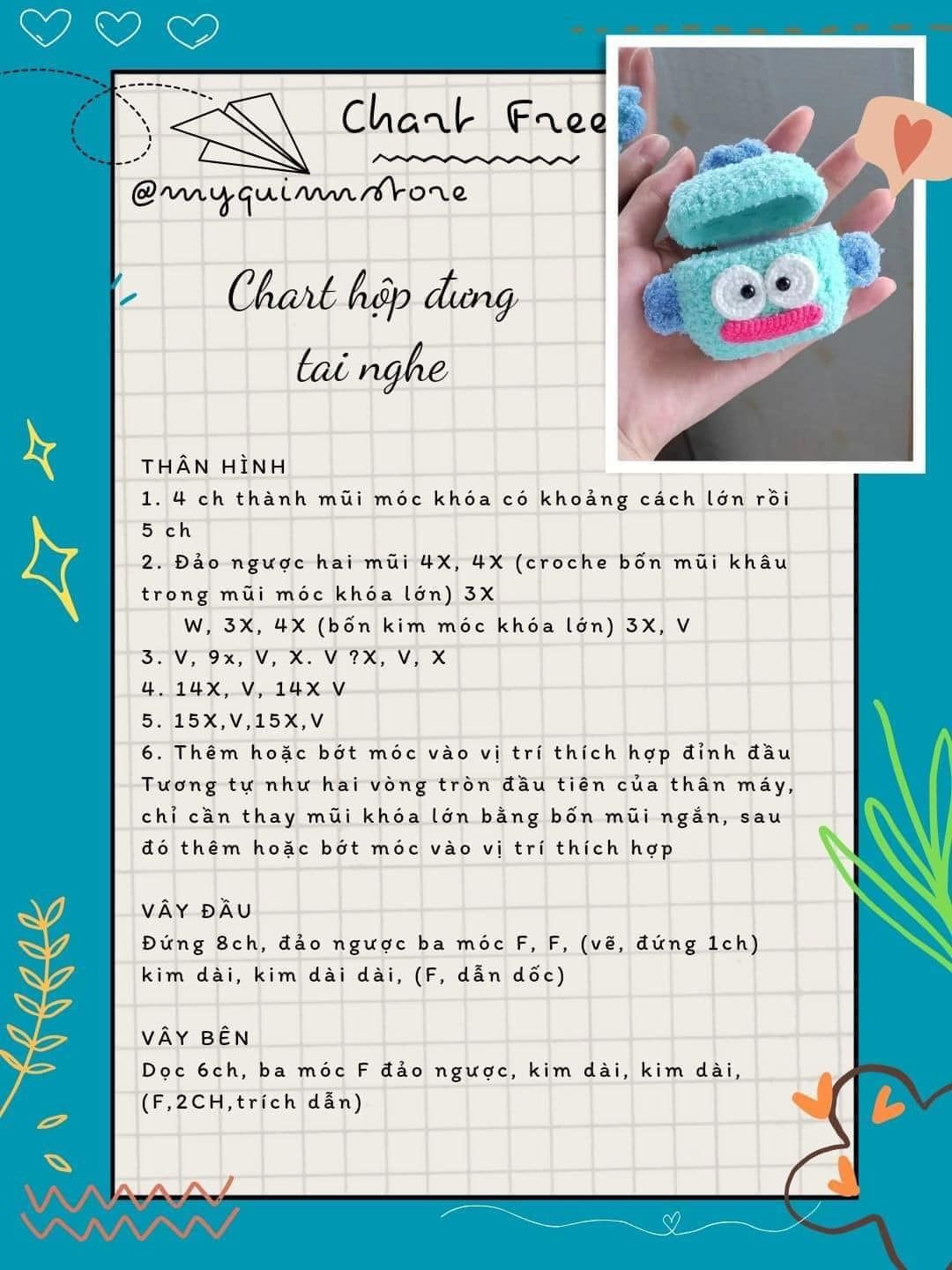 Chart móc hộp tai nghe và búp bê tóc vàng