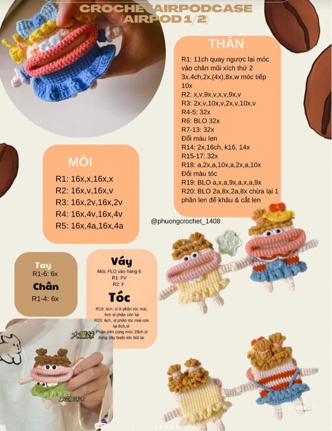 Chart móc hộp tai nghe và búp bê tóc vàng