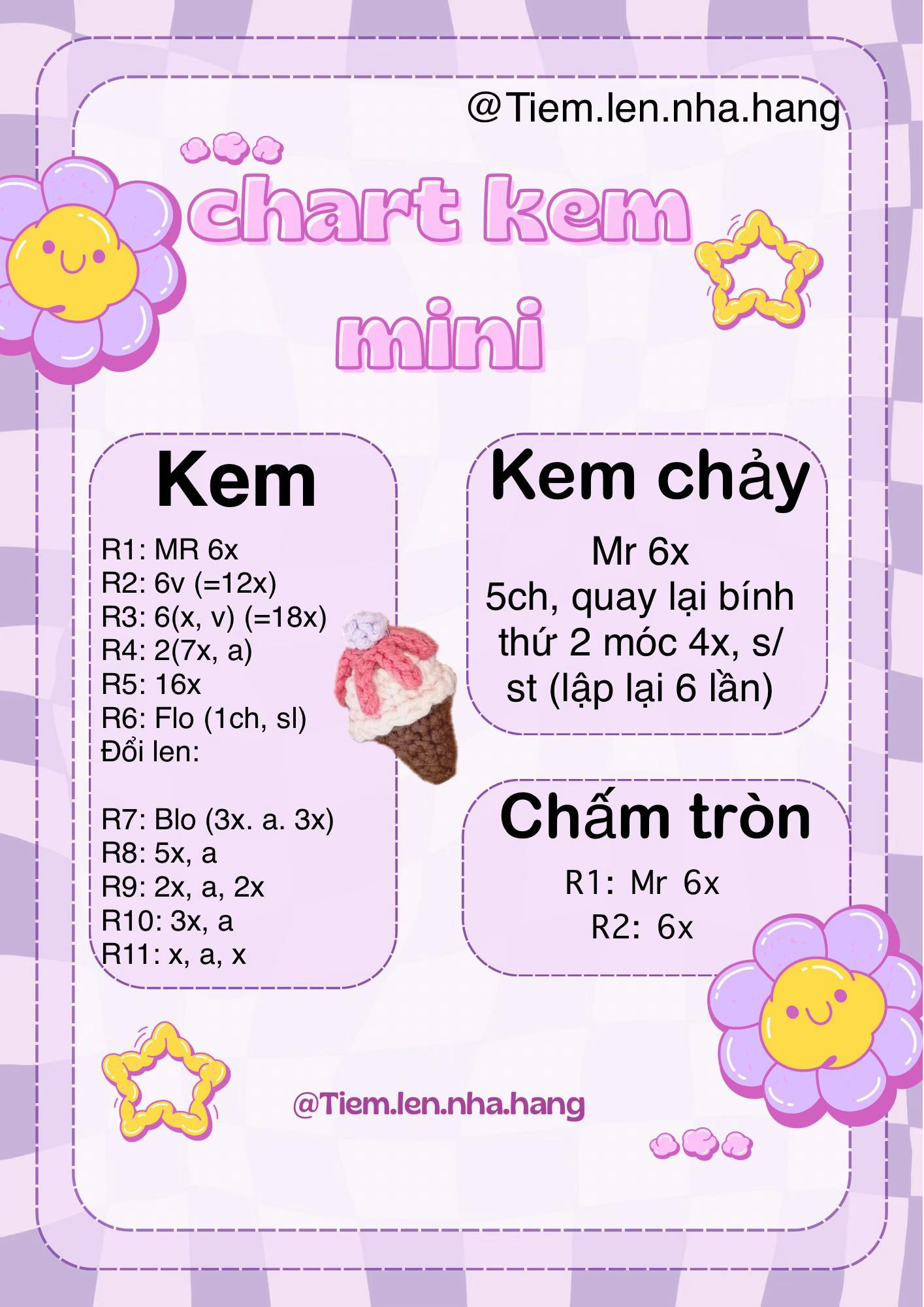 Chart móc kem mini: Hướng dẫn chi tiết cách làm kem, kem chảy và chấm tròn
