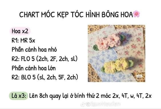 Chart móc kẹp tóc hình nơ và hoa hướng dương