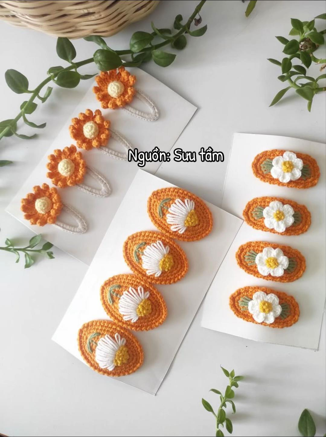 Chart móc kẹp tóc hoa hướng dương vàng nâu