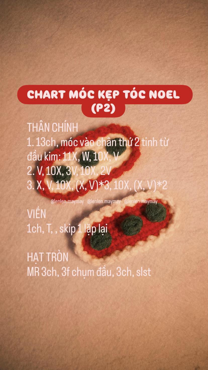 Chart Móc Kẹp Tóc Noel Hình Bánh Ngọt Đỏ Xanh Trắng