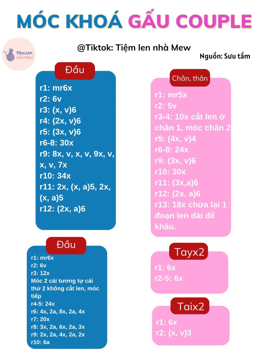 Chart móc khoá gấu couple Sun Jae màu xanh hồng