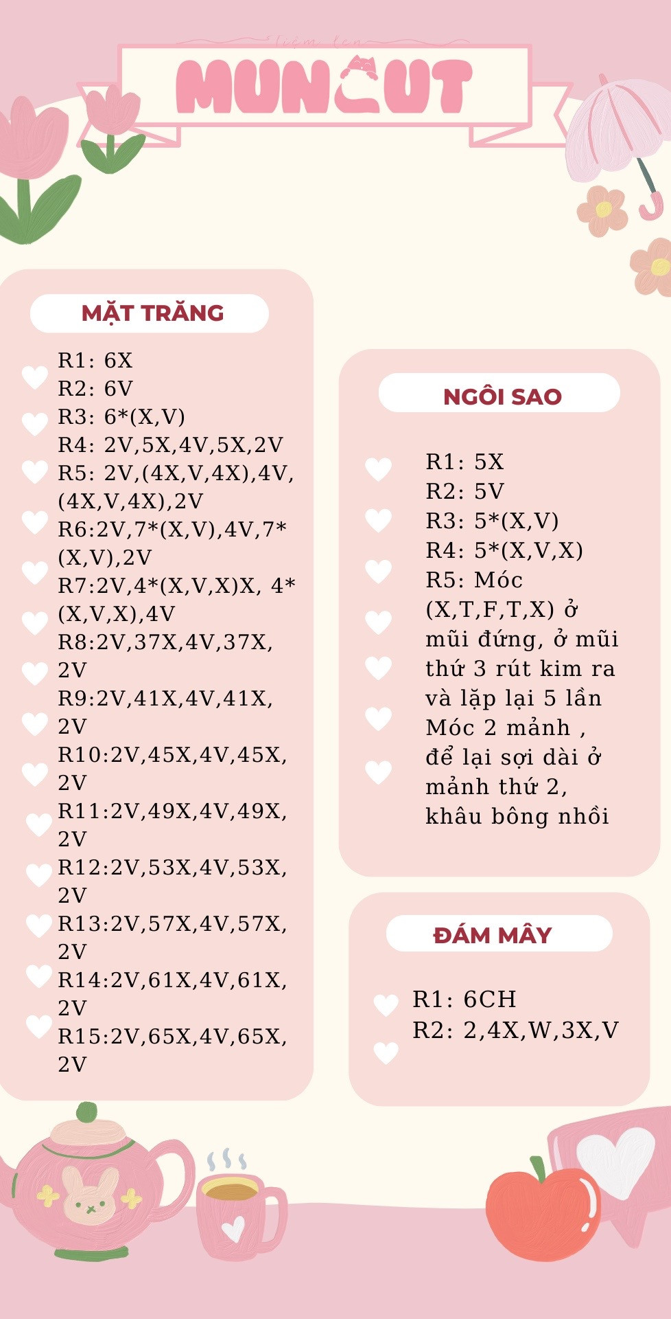 Chart móc khóa trăng khuyết, ngôi sao và đám mây