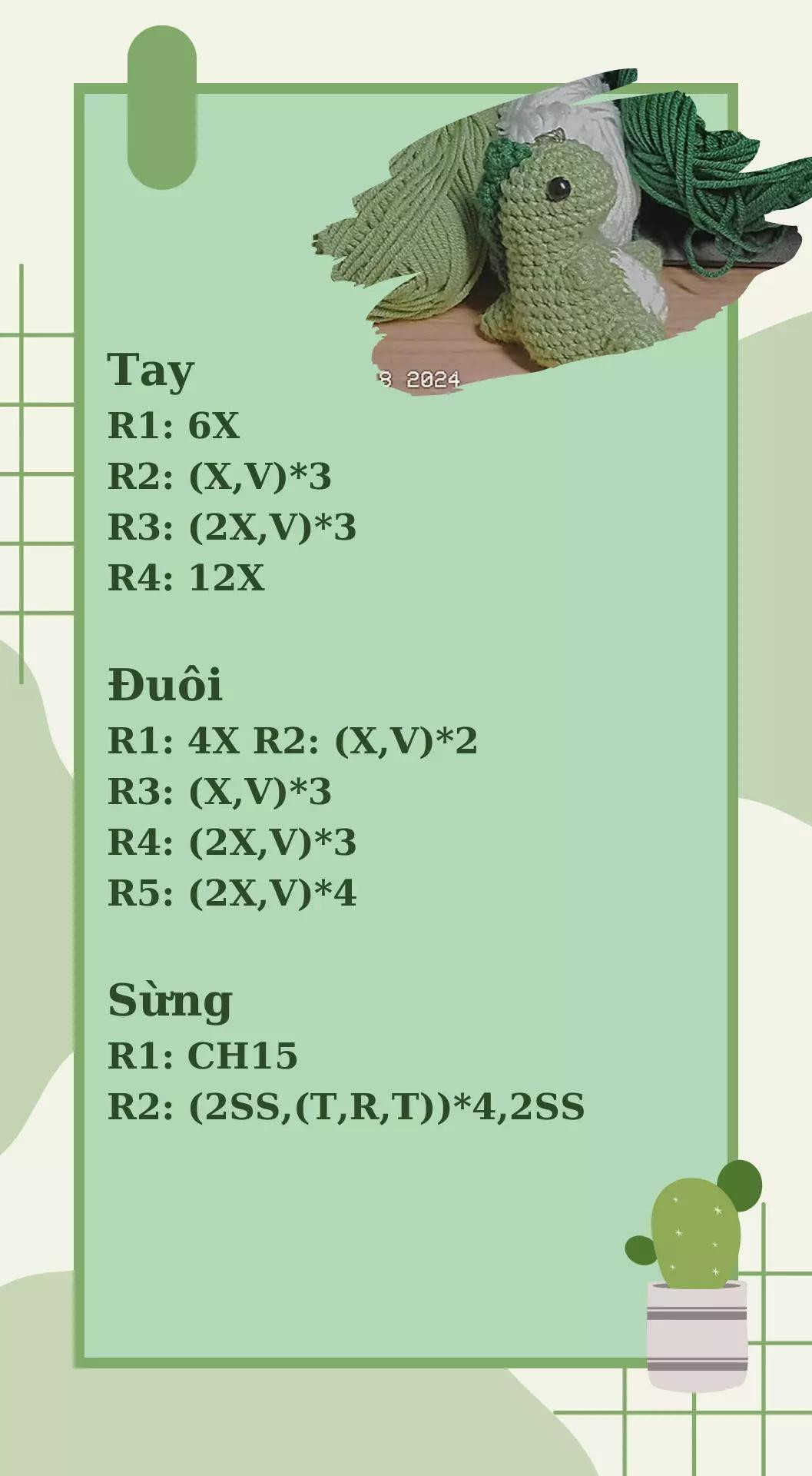 Chart Móc Khung Long Xanh Lá