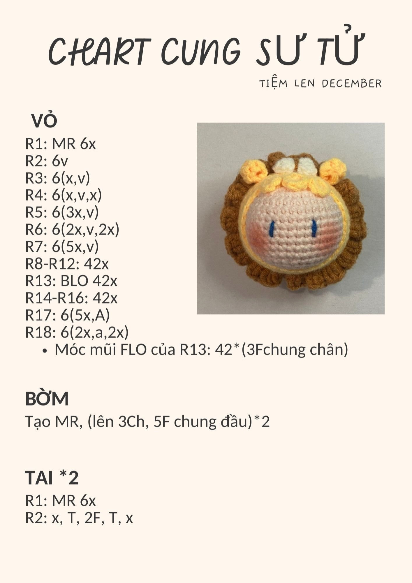 Chart móc len 12 cung hoàng đạo dễ thương