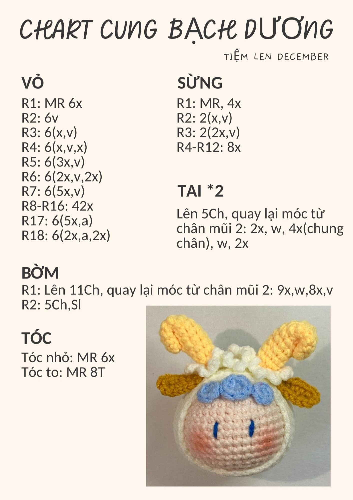 Chart móc len 12 cung hoàng đạo dễ thương