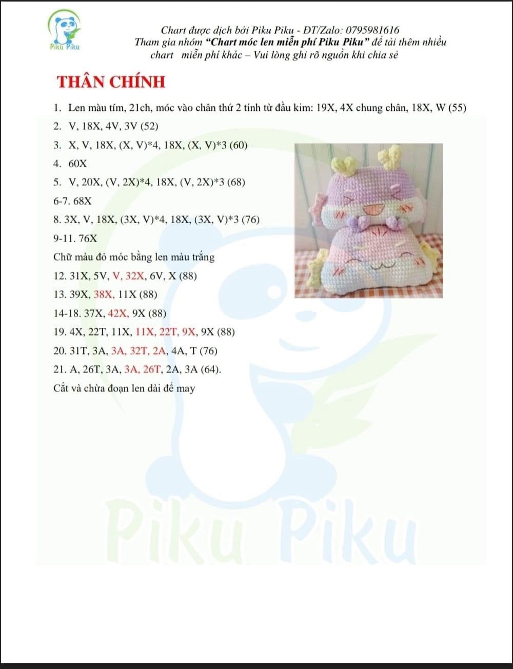 Chart móc len ấm áp: Gấu rồng pastel dễ thương
