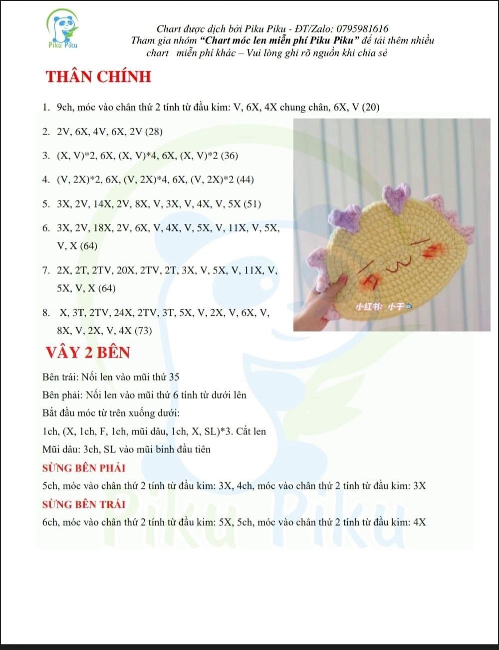 Chart móc len ấm áp: Gấu rồng pastel dễ thương