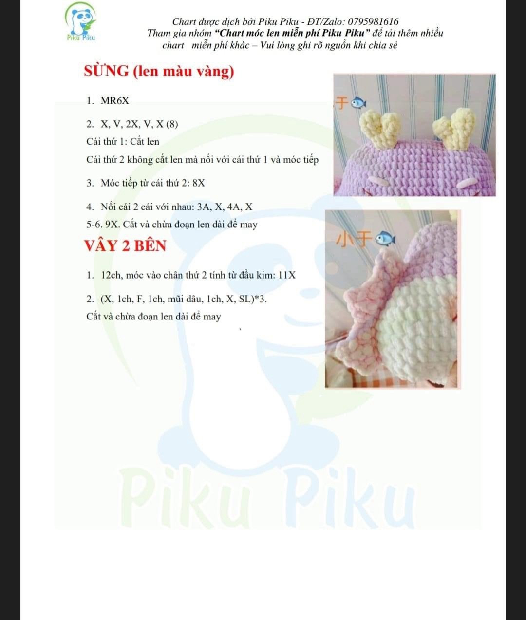 Chart móc len ấm áp: Gấu rồng pastel dễ thương