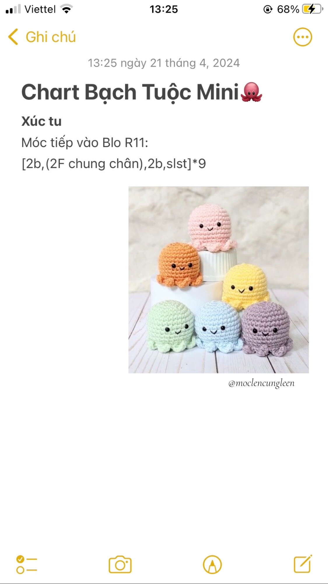 Chart Móc Len Bạch Tuộc Mini Nhiều Màu Dễ Thương