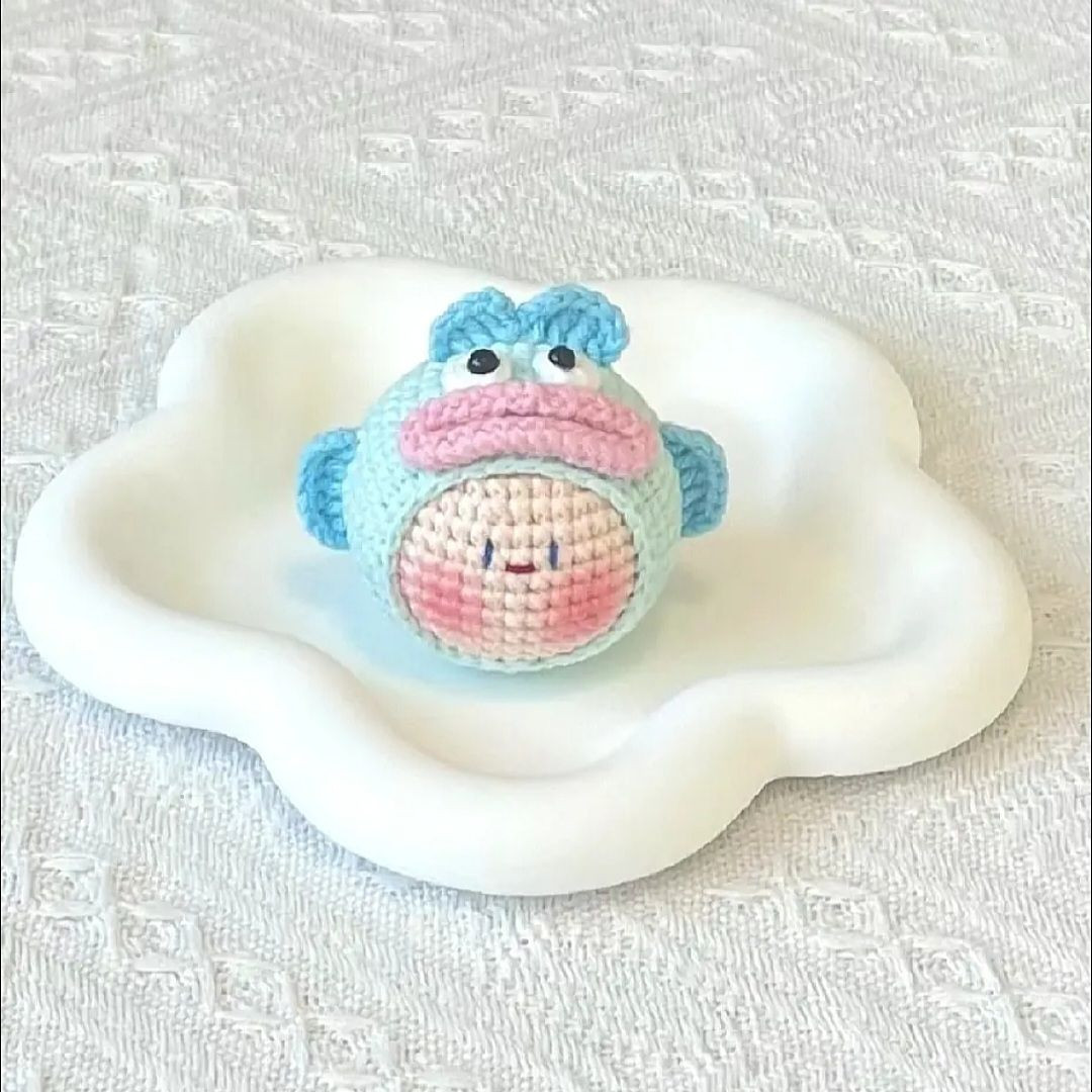 Chart Móc Len Bánh Bao Cá Hề Màu Xanh Hồng