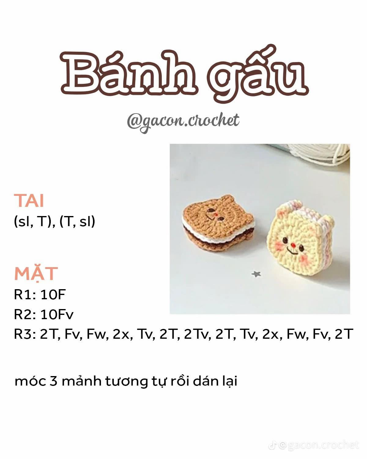 Chart móc len Bánh gấu dễ thương