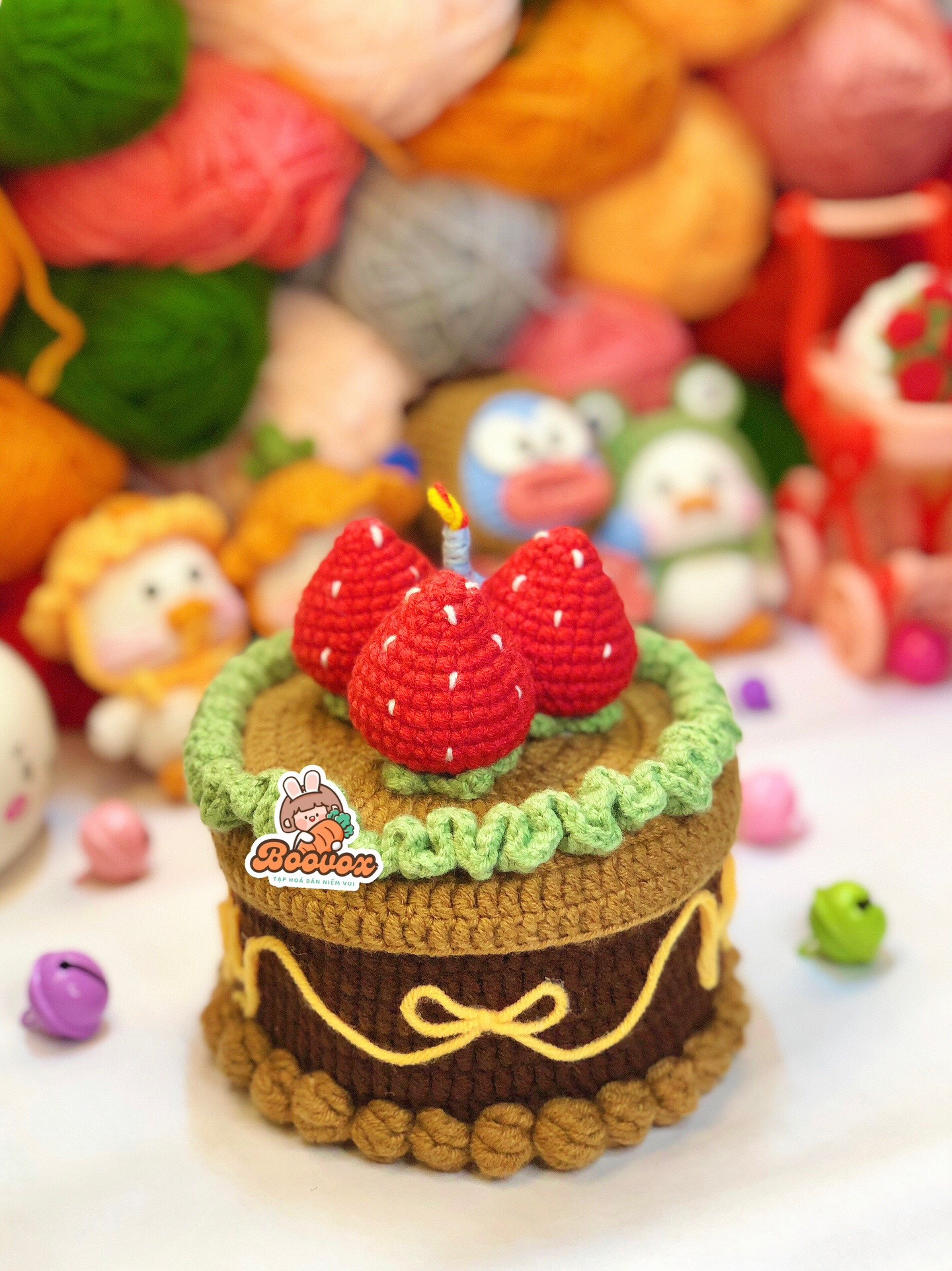 Chart móc len Bánh Kem Sicula Dâu Tây dễ thương