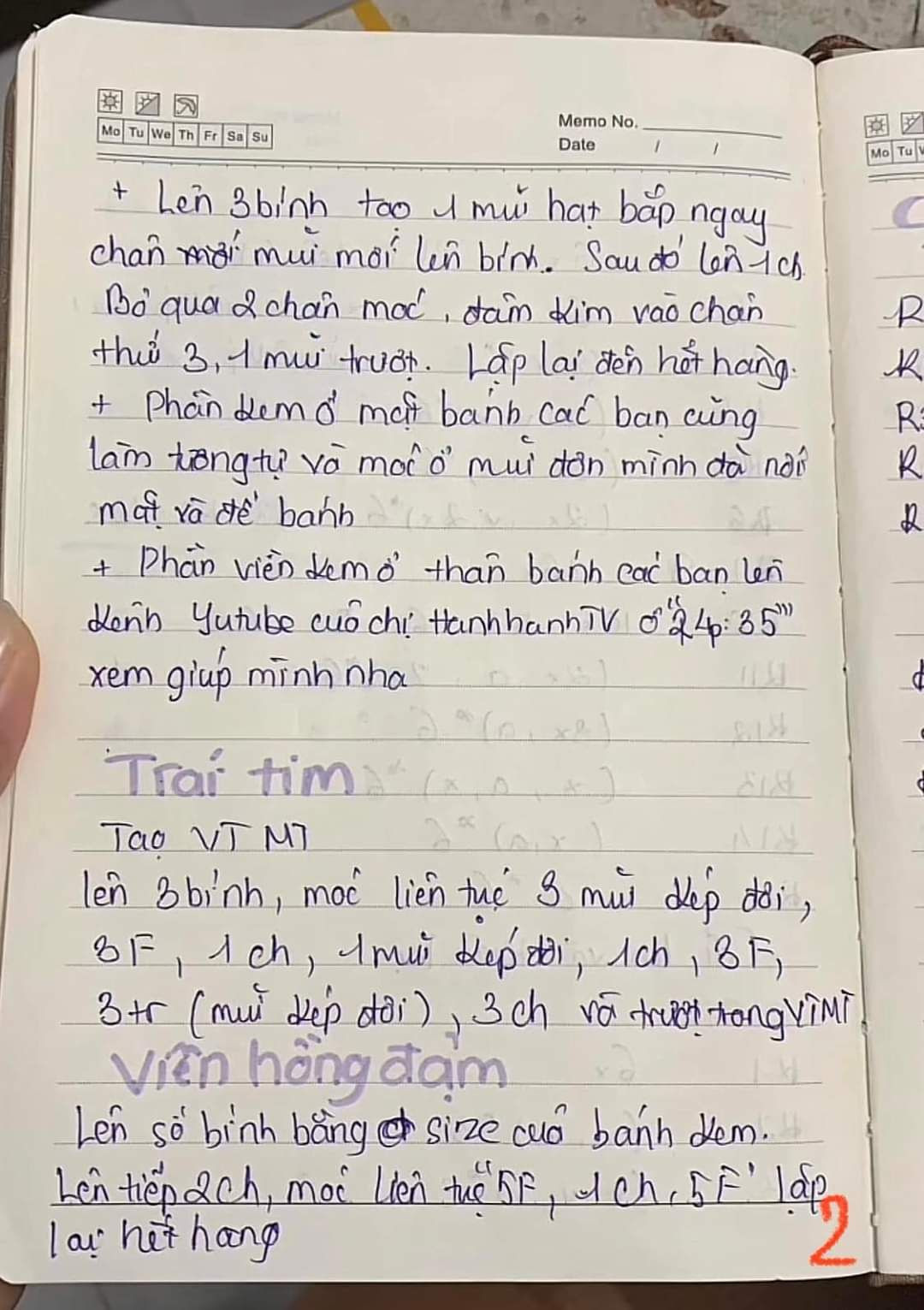 Chart móc len Bánh kem và Đầu heo Amigurumi