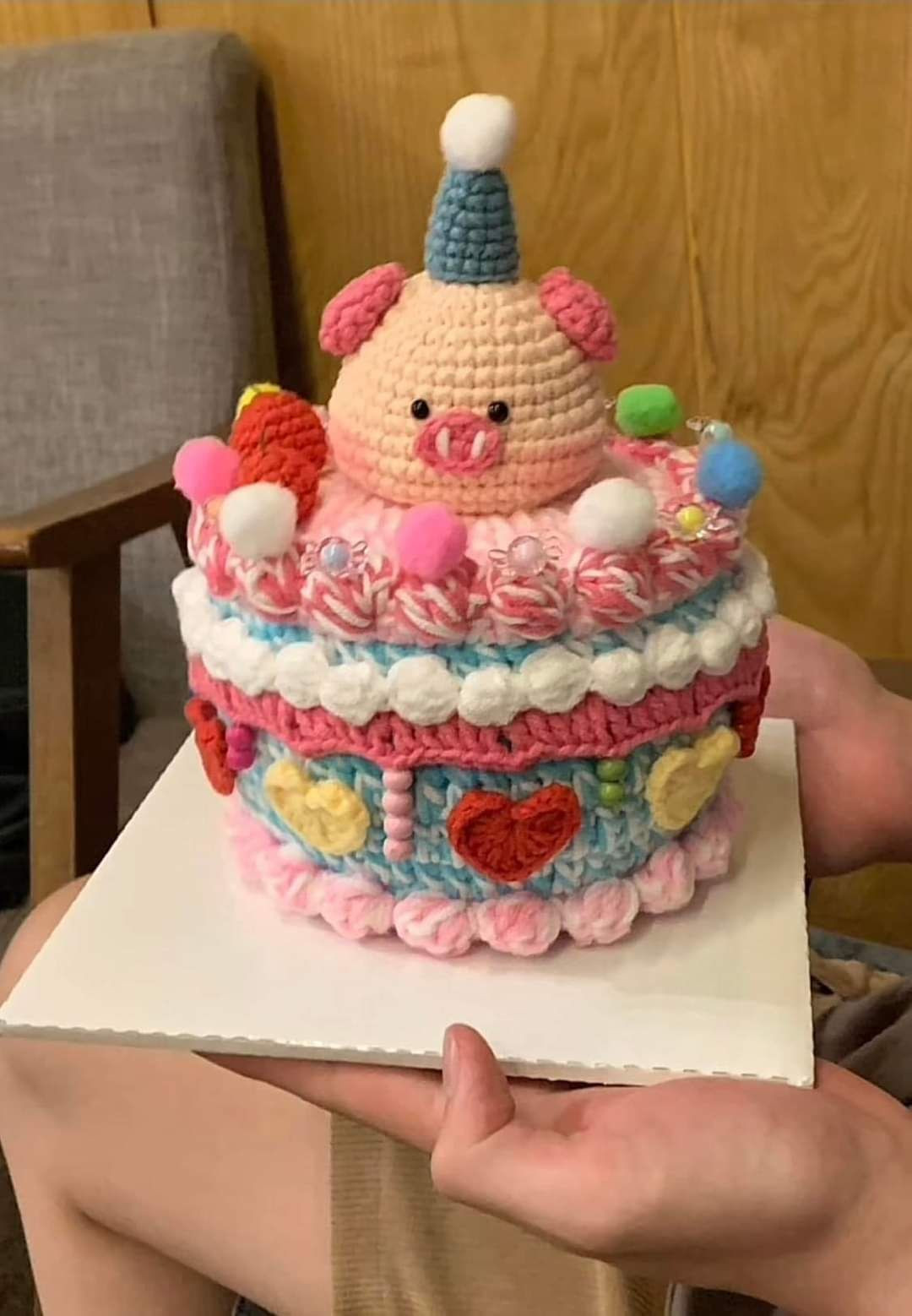 Chart móc len Bánh kem và Đầu heo Amigurumi