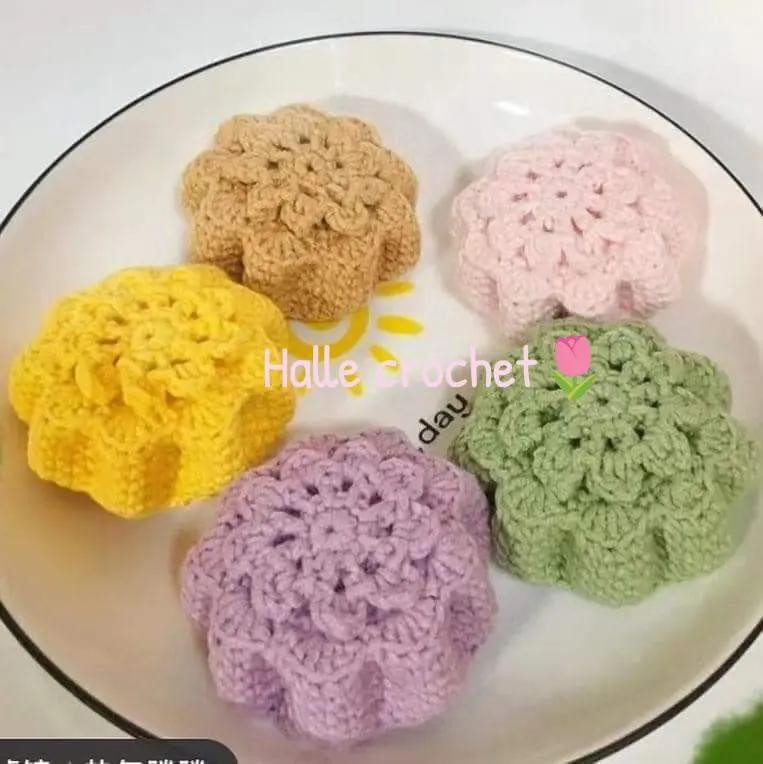 Chart móc len Bánh Trung Thu dễ thương có tai thỏ và hoa trang trí