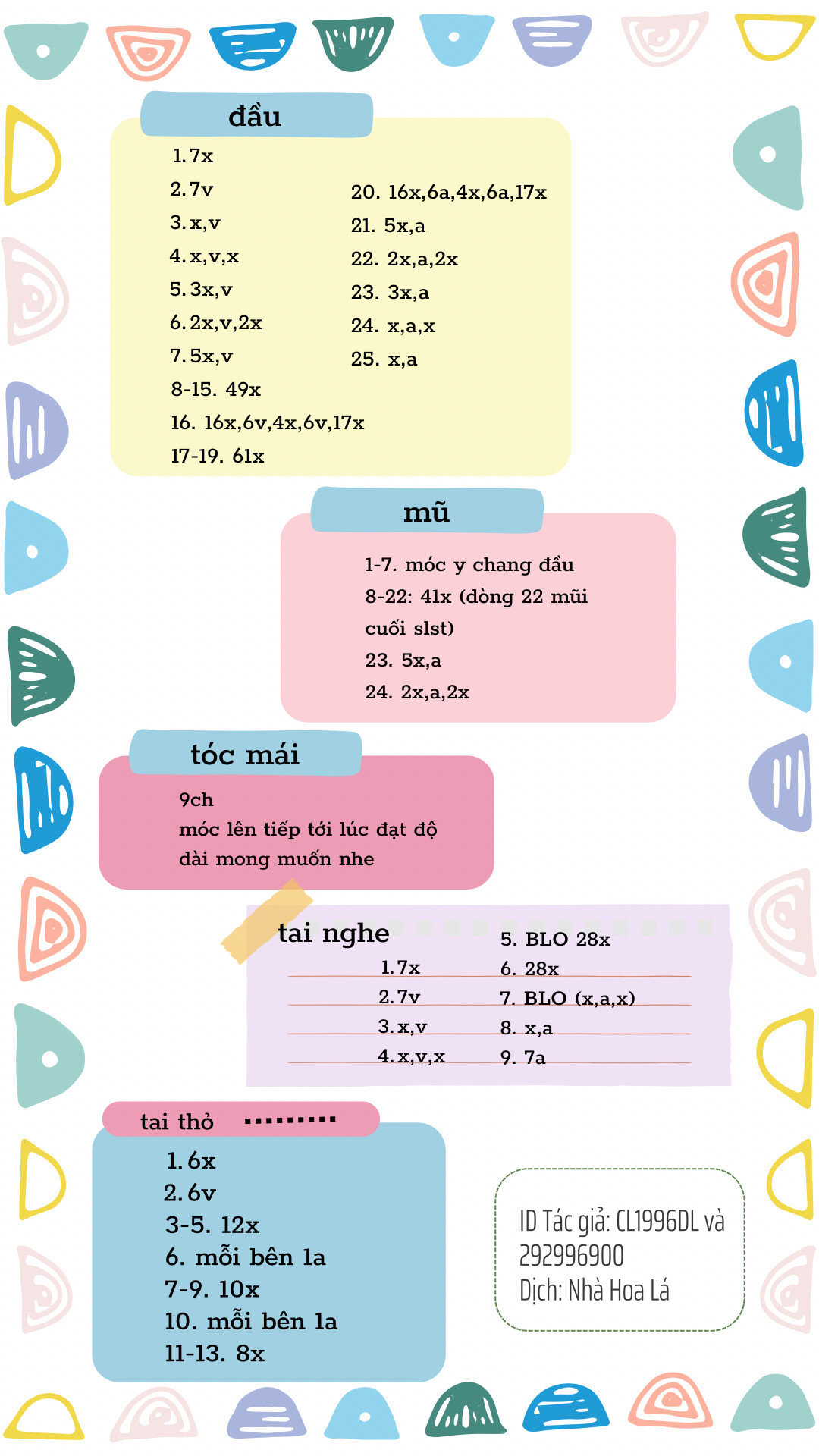 Chart móc len bé bunny mochi dễ thương