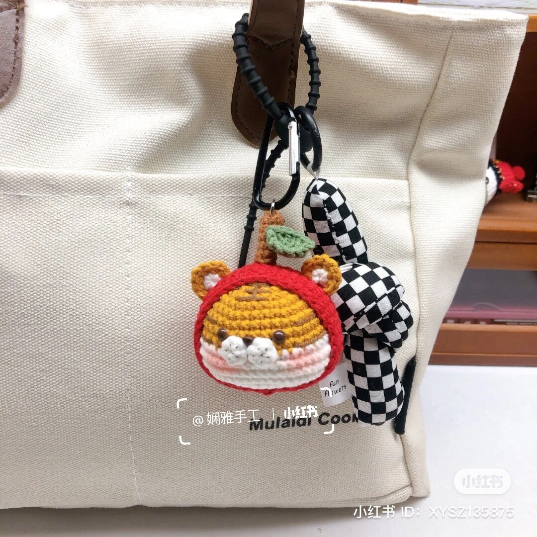 Chart móc len bé hổ hình quả táo cam dễ thương