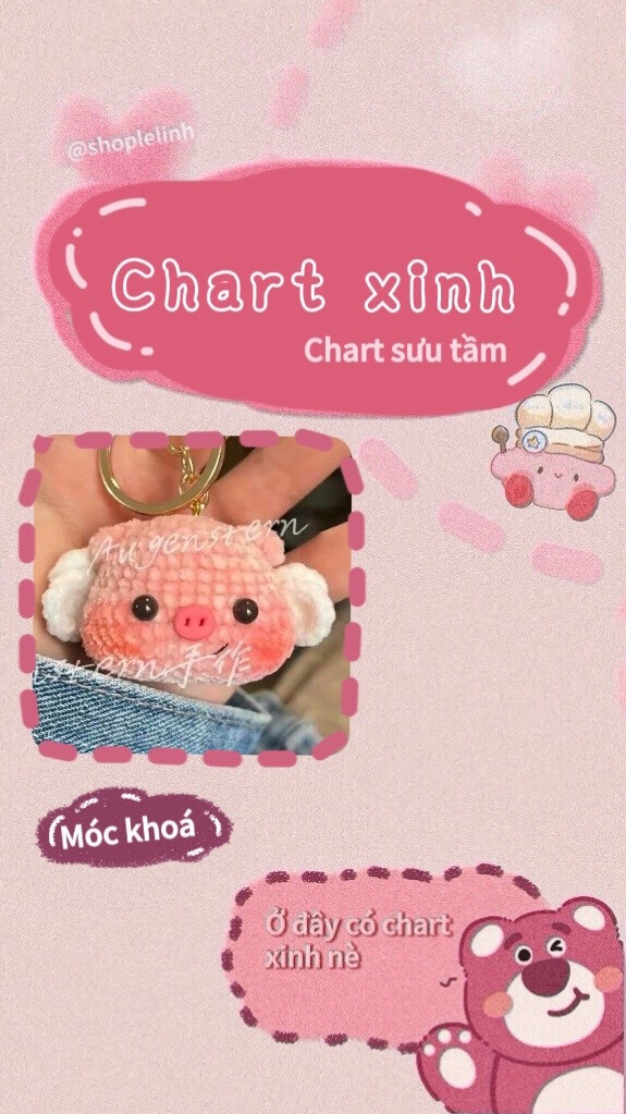 Chart móc len bé lợn hồng xinh xắn
