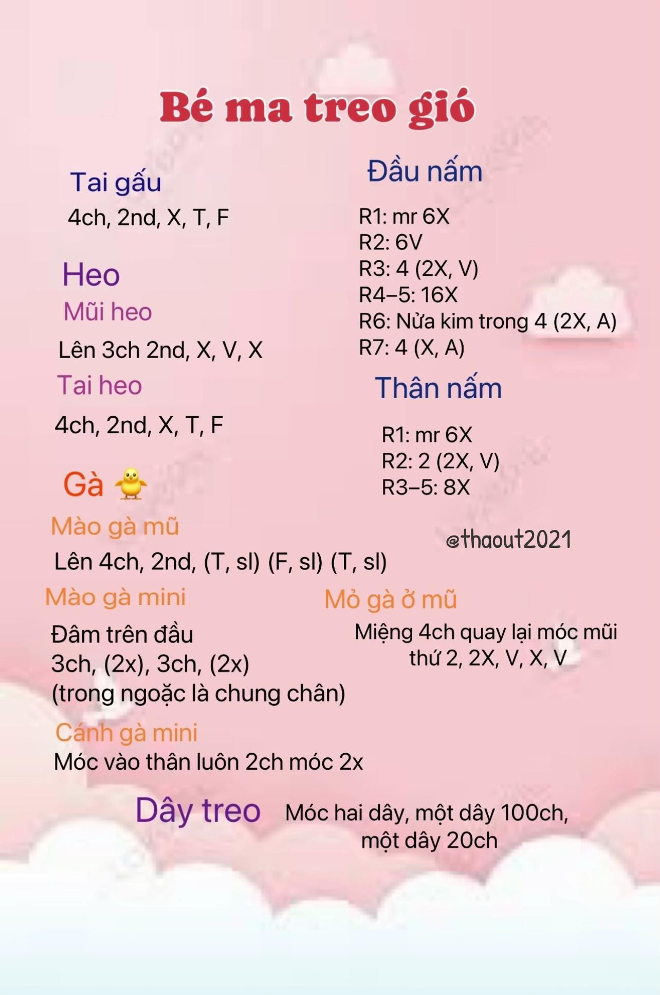 Chart móc len bé ma treo gió Halloween dễ thương