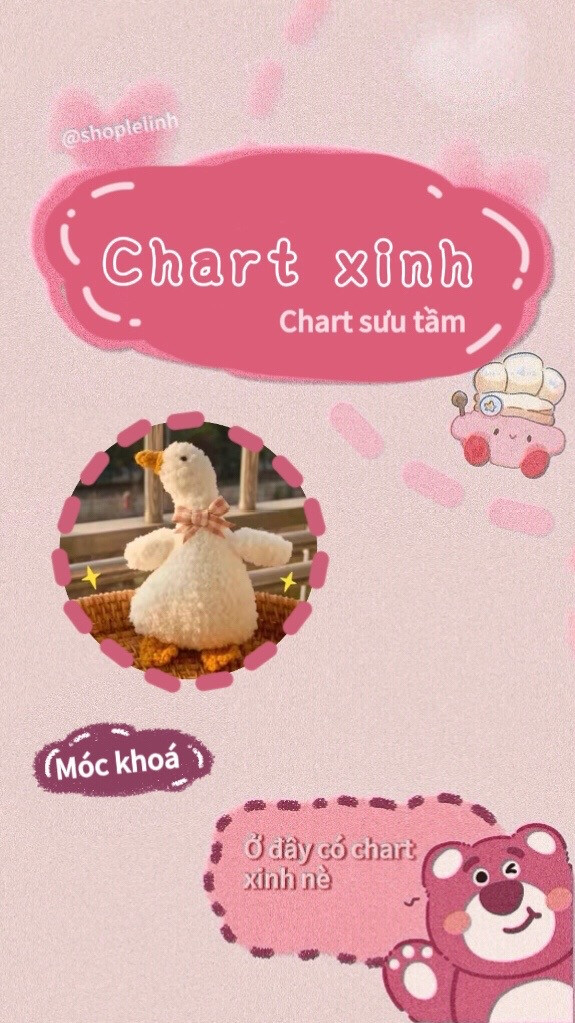 Chart móc len bé vịt cute, hướng dẫn chi tiết từng hàng