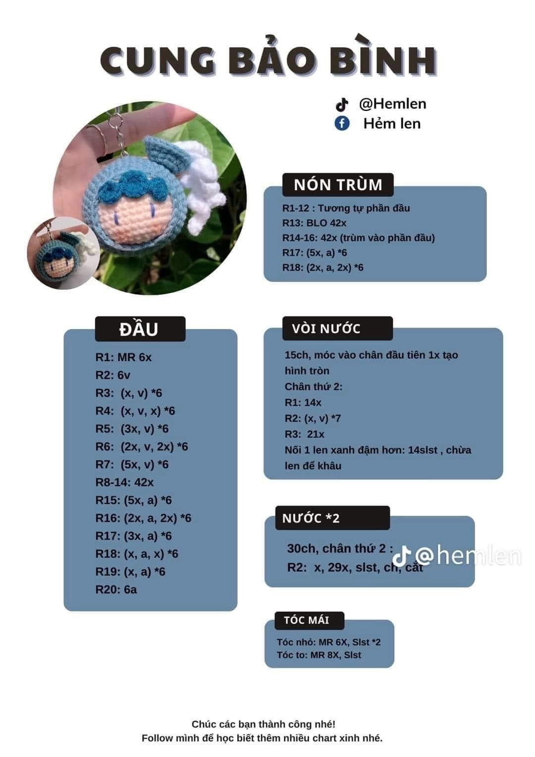 Chart móc len búp bê 12 cung hoàng đạo dễ thương