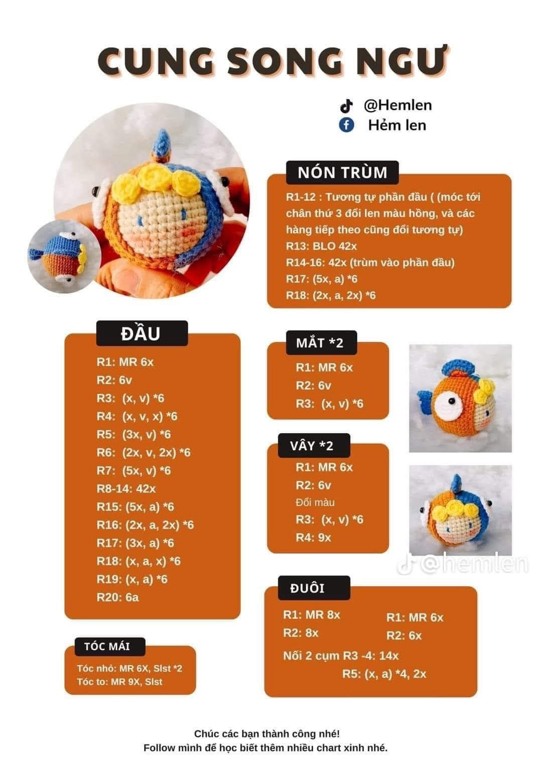Chart móc len búp bê 12 cung hoàng đạo dễ thương