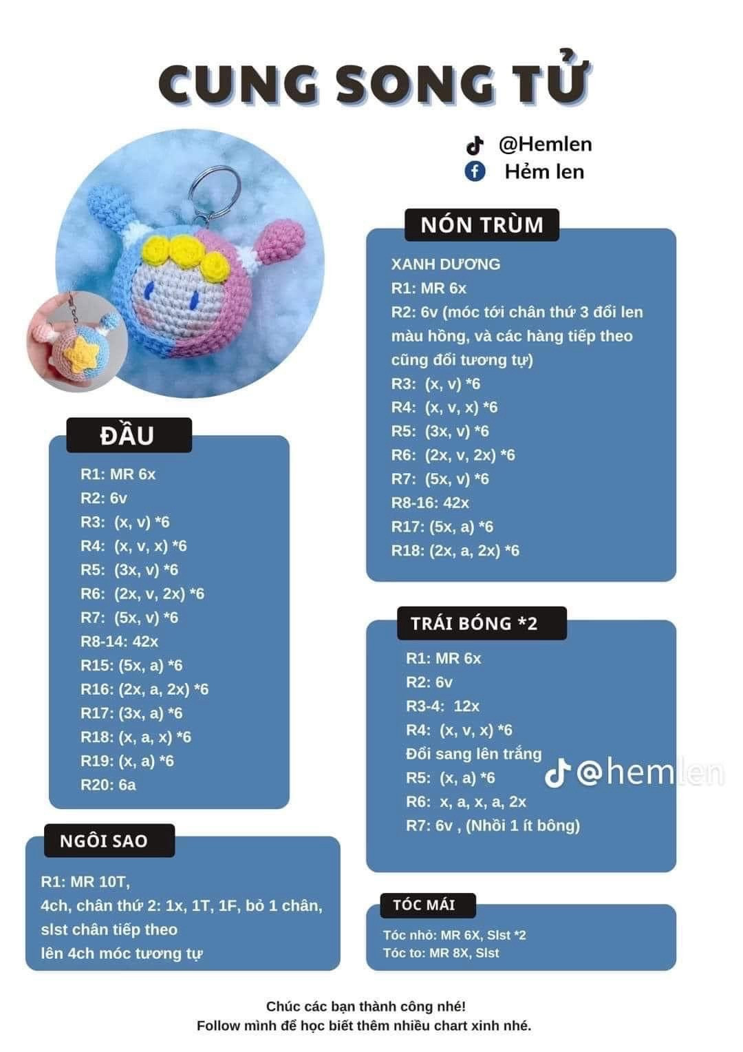 Chart móc len búp bê 12 cung hoàng đạo dễ thương