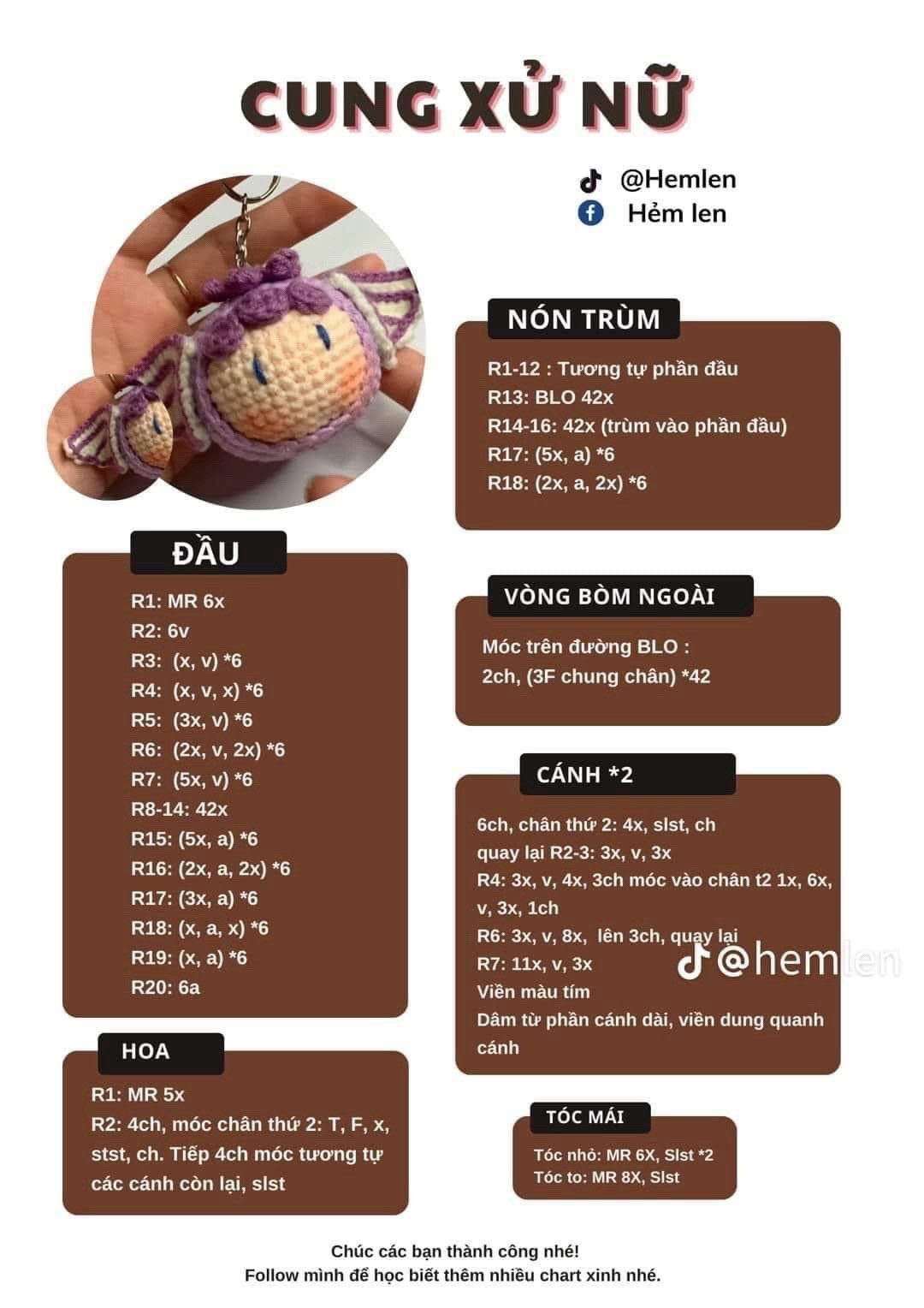Chart móc len búp bê 12 cung hoàng đạo dễ thương