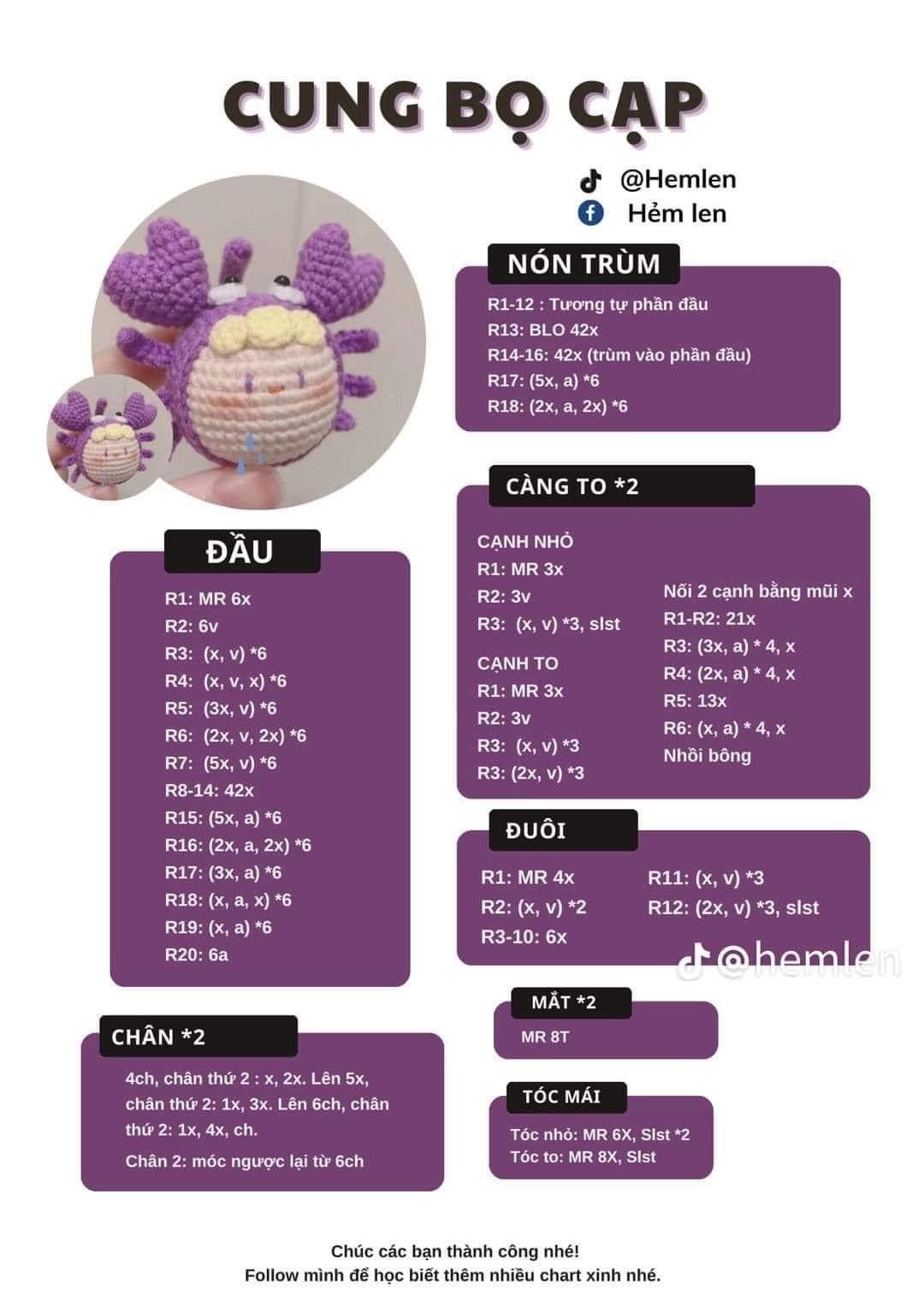 Chart móc len búp bê 12 cung hoàng đạo dễ thương