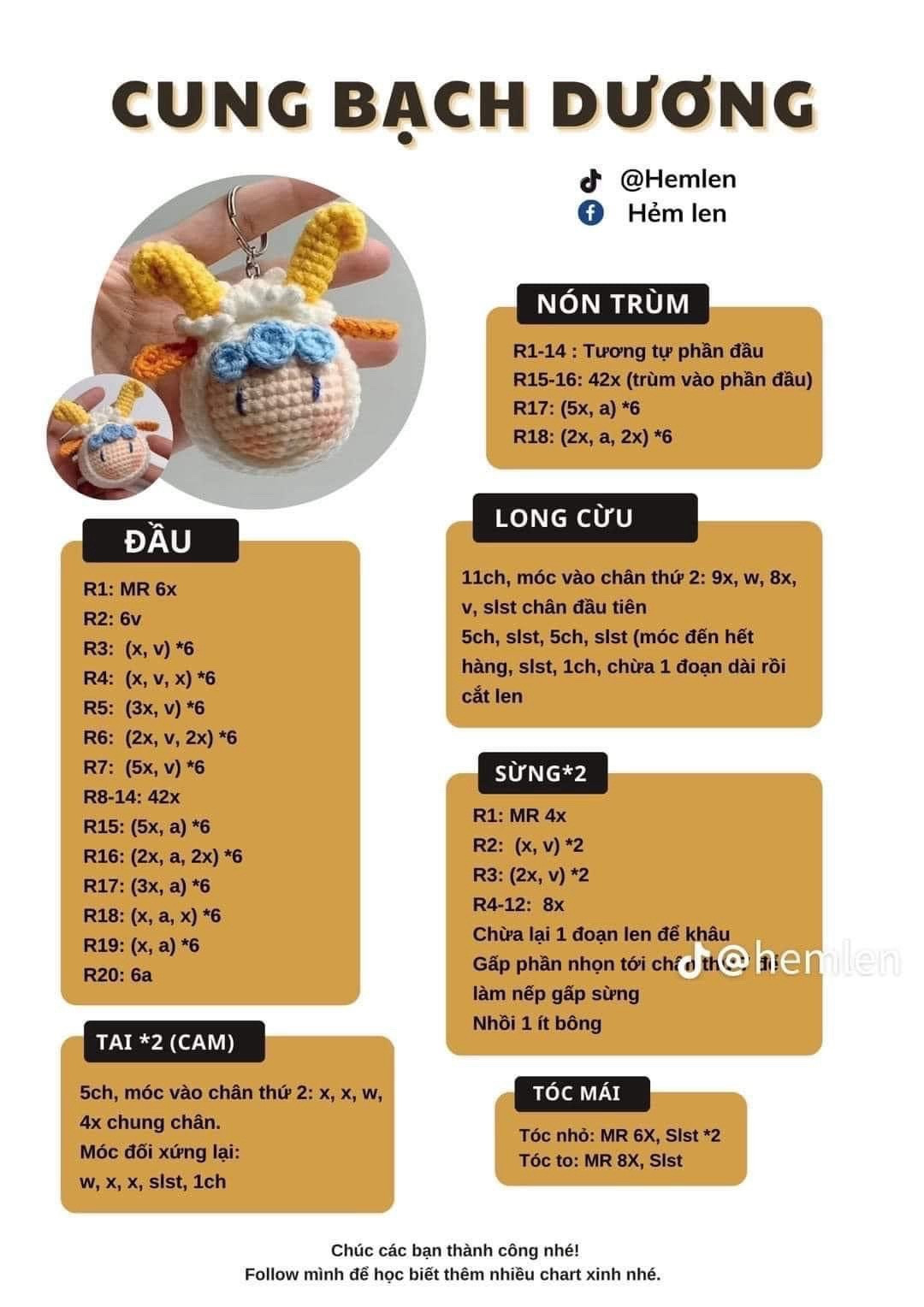 Chart móc len búp bê 12 cung hoàng đạo dễ thương