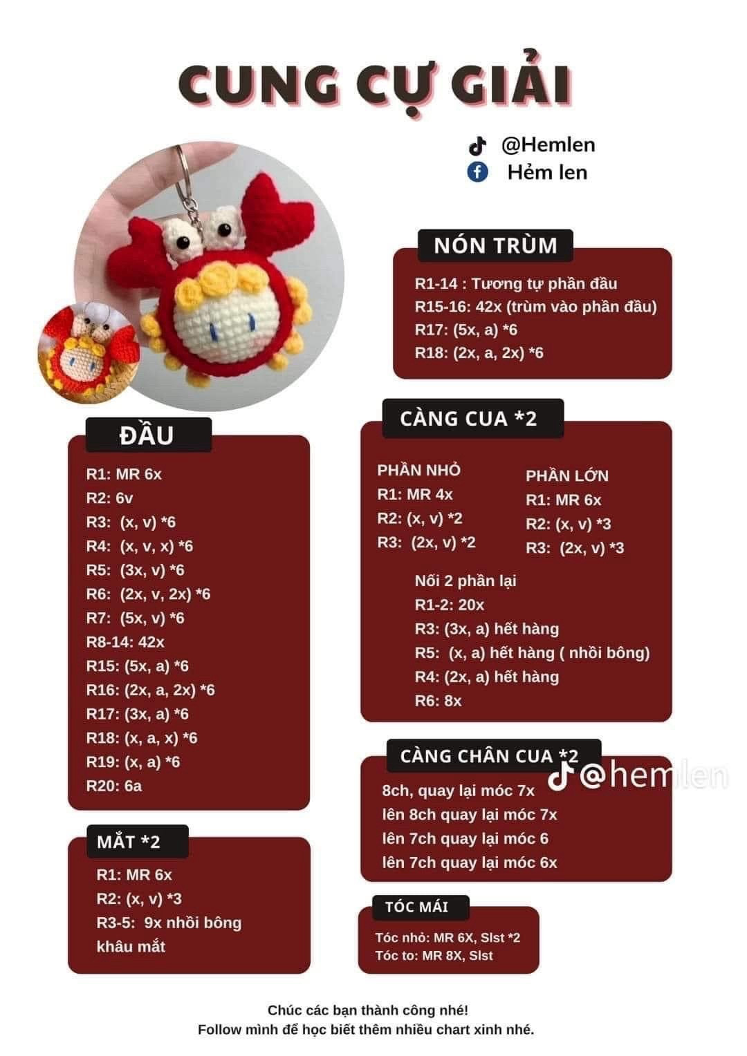 Chart móc len búp bê 12 cung hoàng đạo dễ thương